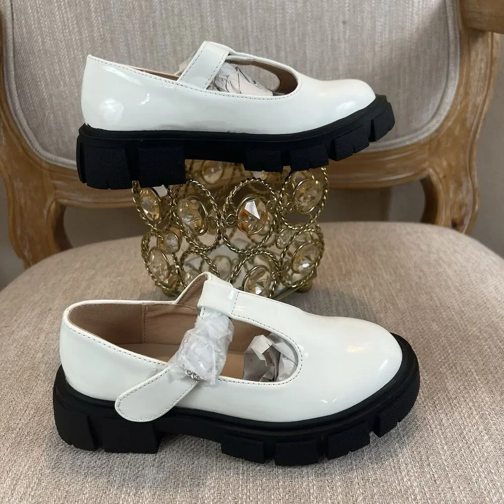 Nicole Miller White Mary Jane Chunky Lug sole coquette y2k tstrap academia sz 12